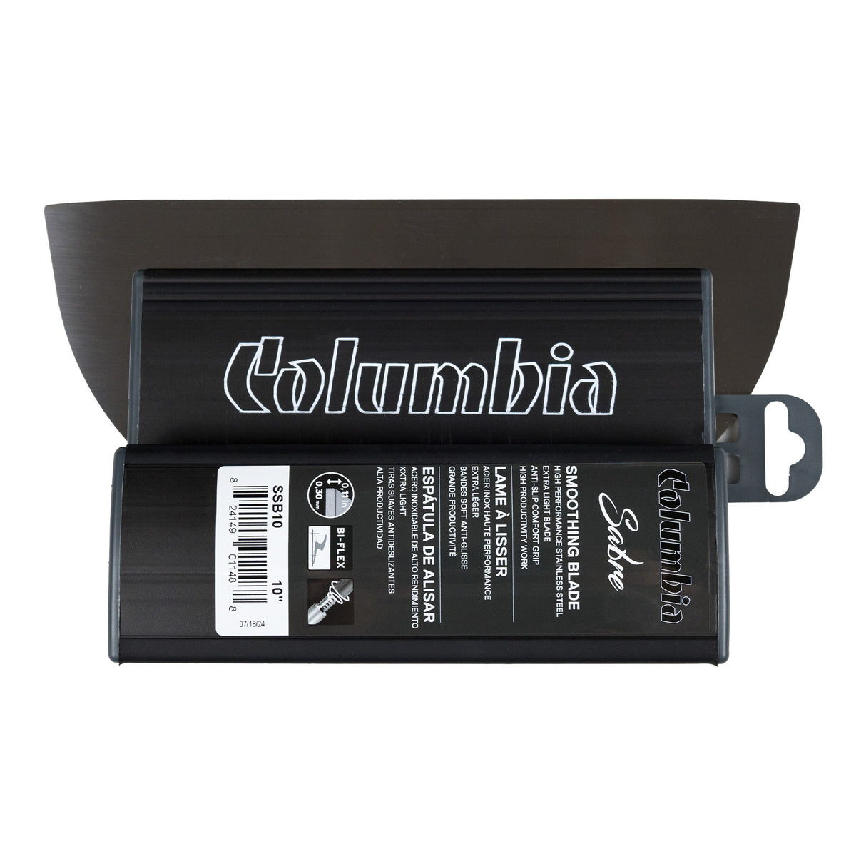 10-inch Columbia Sabre Smoothing Blade with stainless steel blade with rounded edges and black plastic body