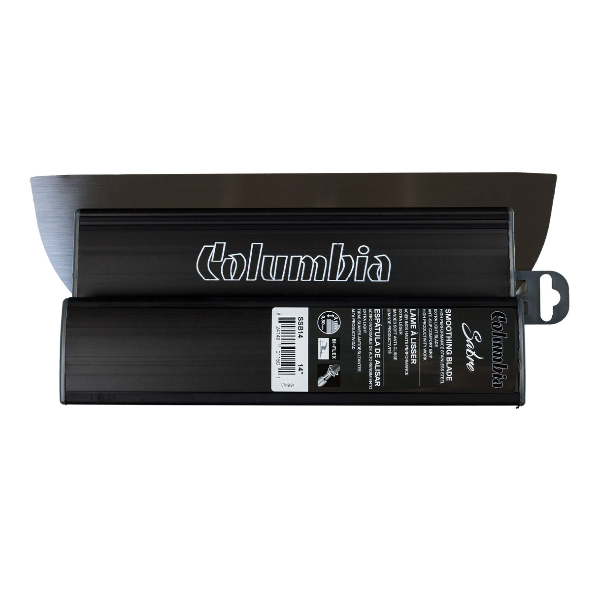 14-inch Columbia Sabre Smoothing Blade with stainless steel blade with rounded edges and black plastic body