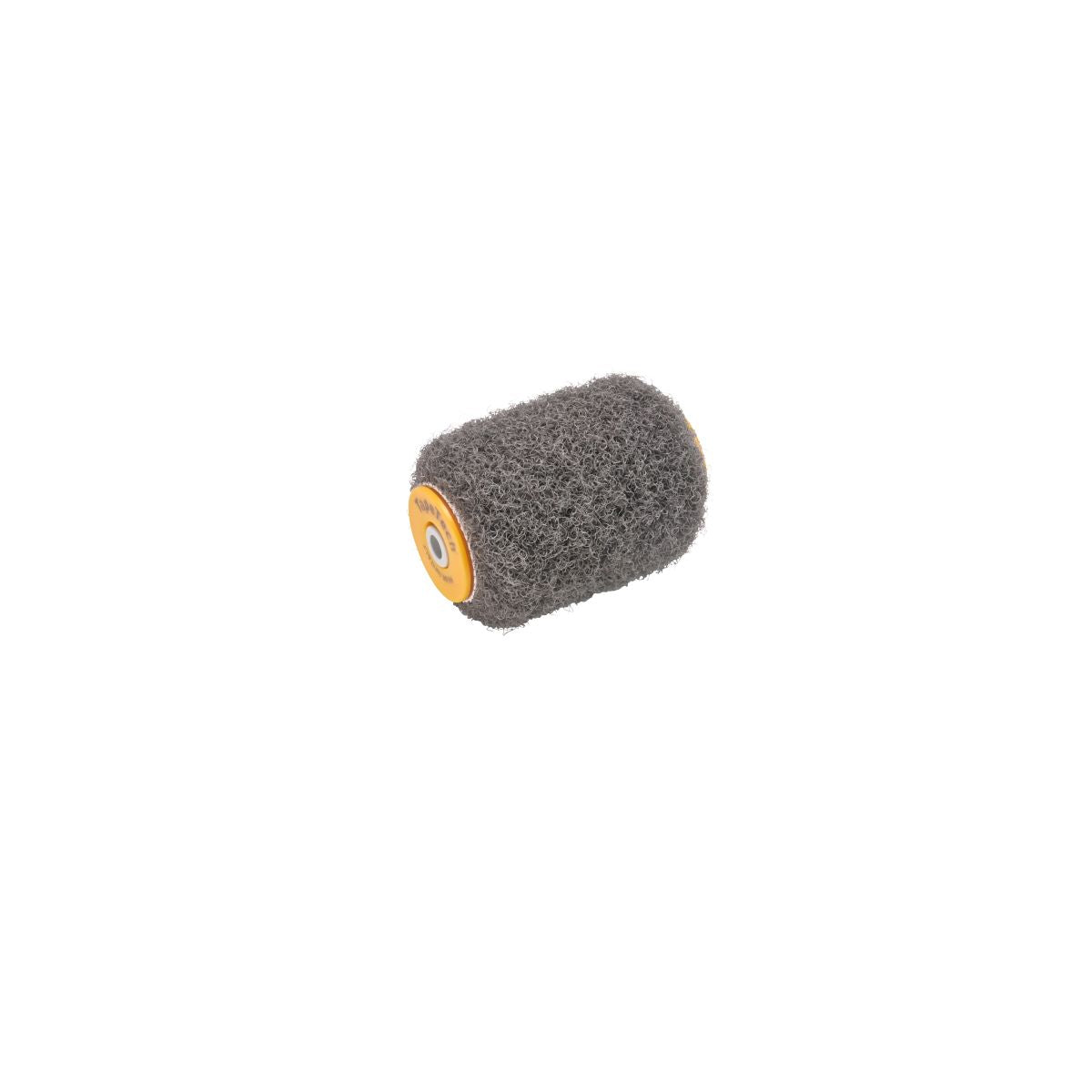 4-inch TapeTech Premium Drywall Compound Roller with grey nap and yellow frame, right quarter view