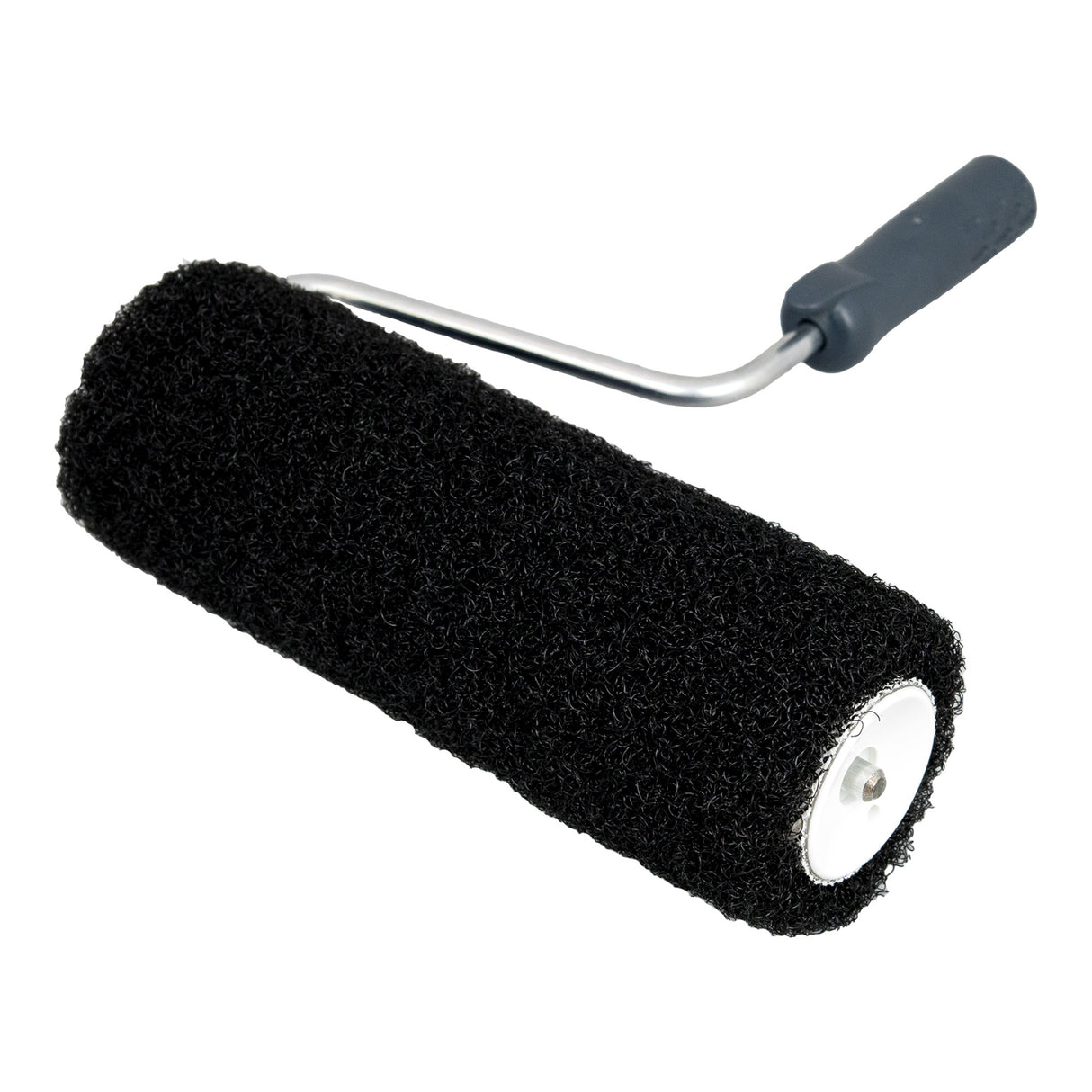 9-inch Columbia Corner Mud Roller with black polymide fibers, steel shank, and grey comfort handle with acme thread