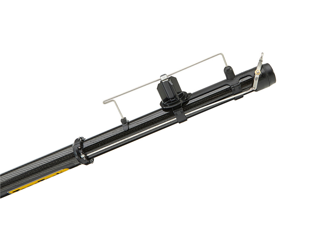 Close-up of TapeTech 07TT-C EasyClean Carbon Fiber Automatic Taper spool keeper with integrated hook