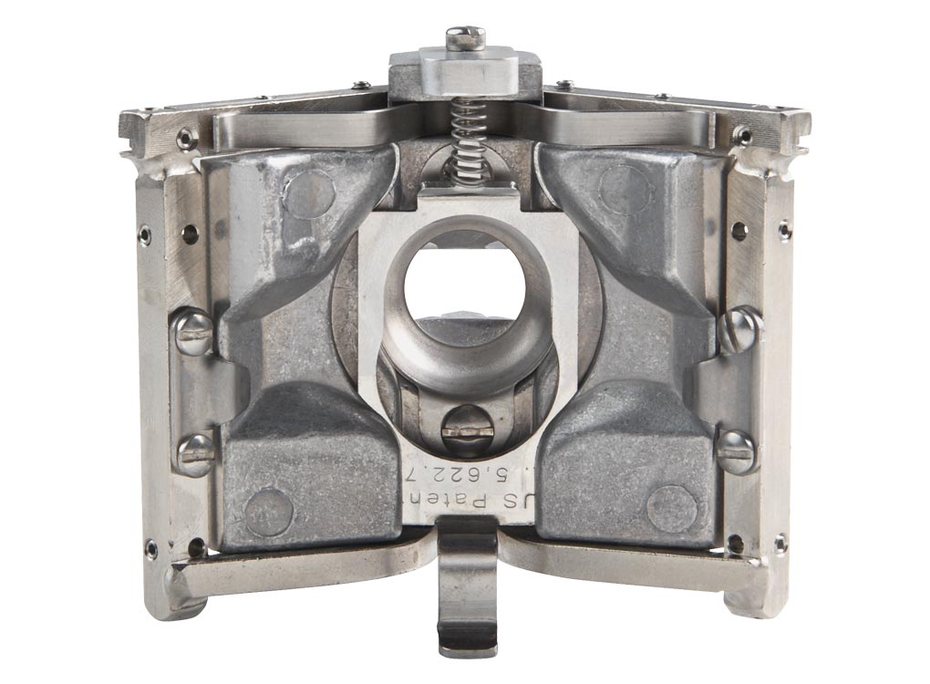 2-inch TapeTech Corner Finisher with stainless steel frame and positive ball retainer, back view