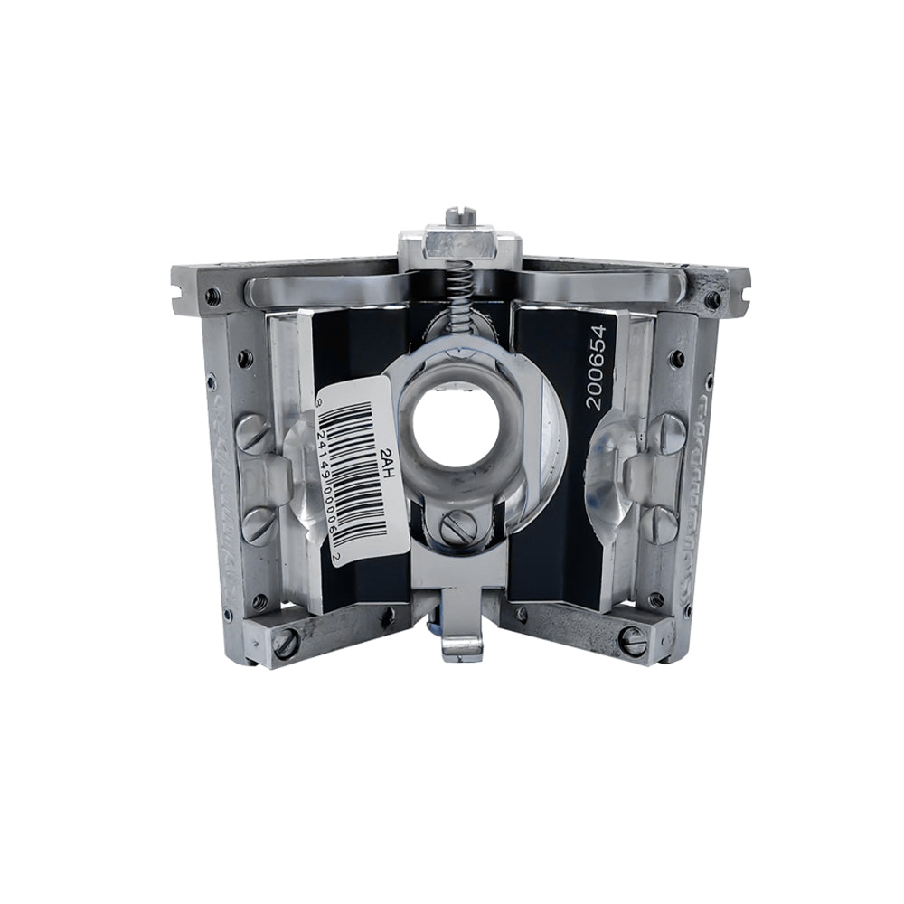 2-inch Columbia Angle Head in anodized gunmetal grey, made from solid billet aluminum with stainless steel wings and a black painted body, back view