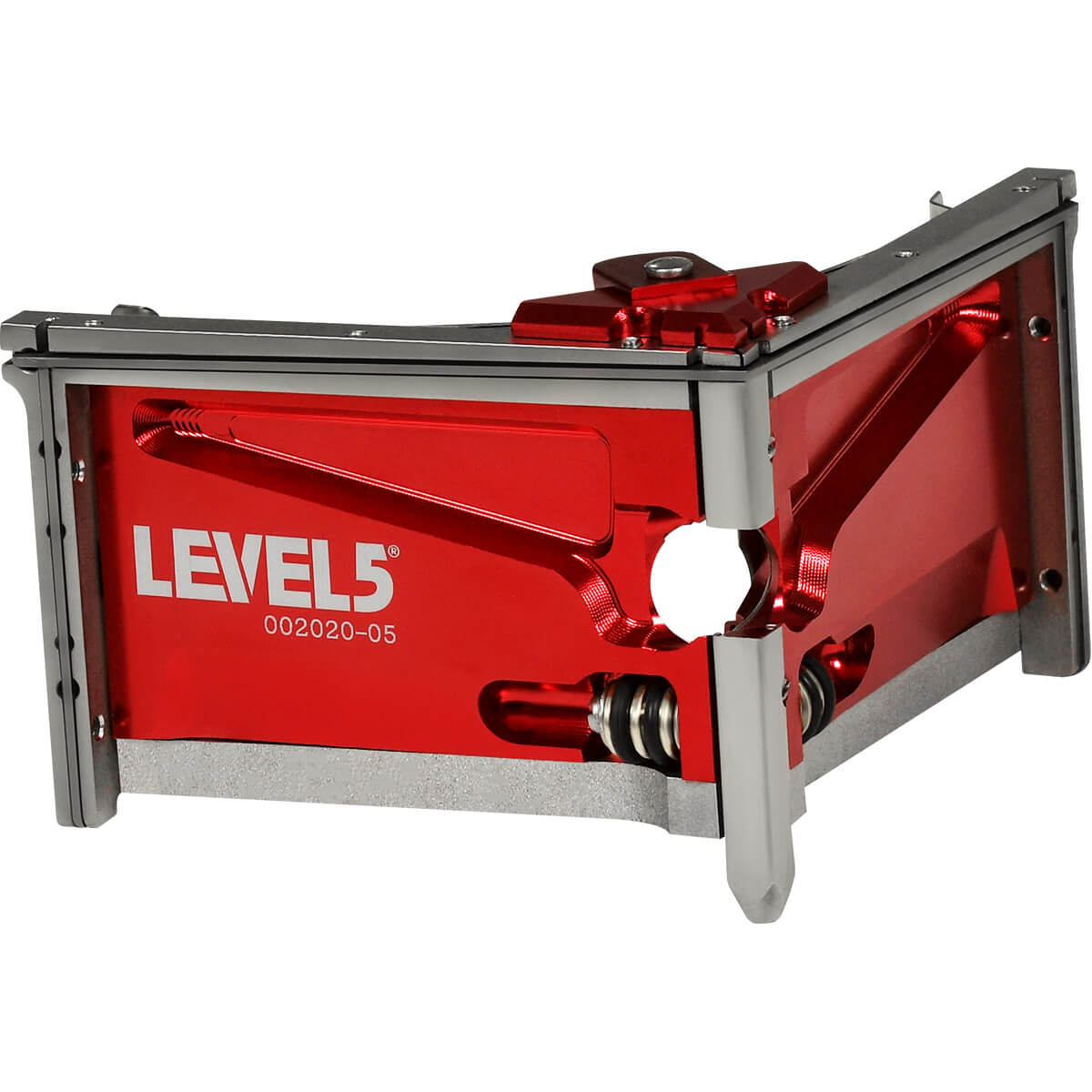 4-inch Level 5 Corner Finisher with red-cast aluminum body, stainless steel frame, and carbon steel blades
