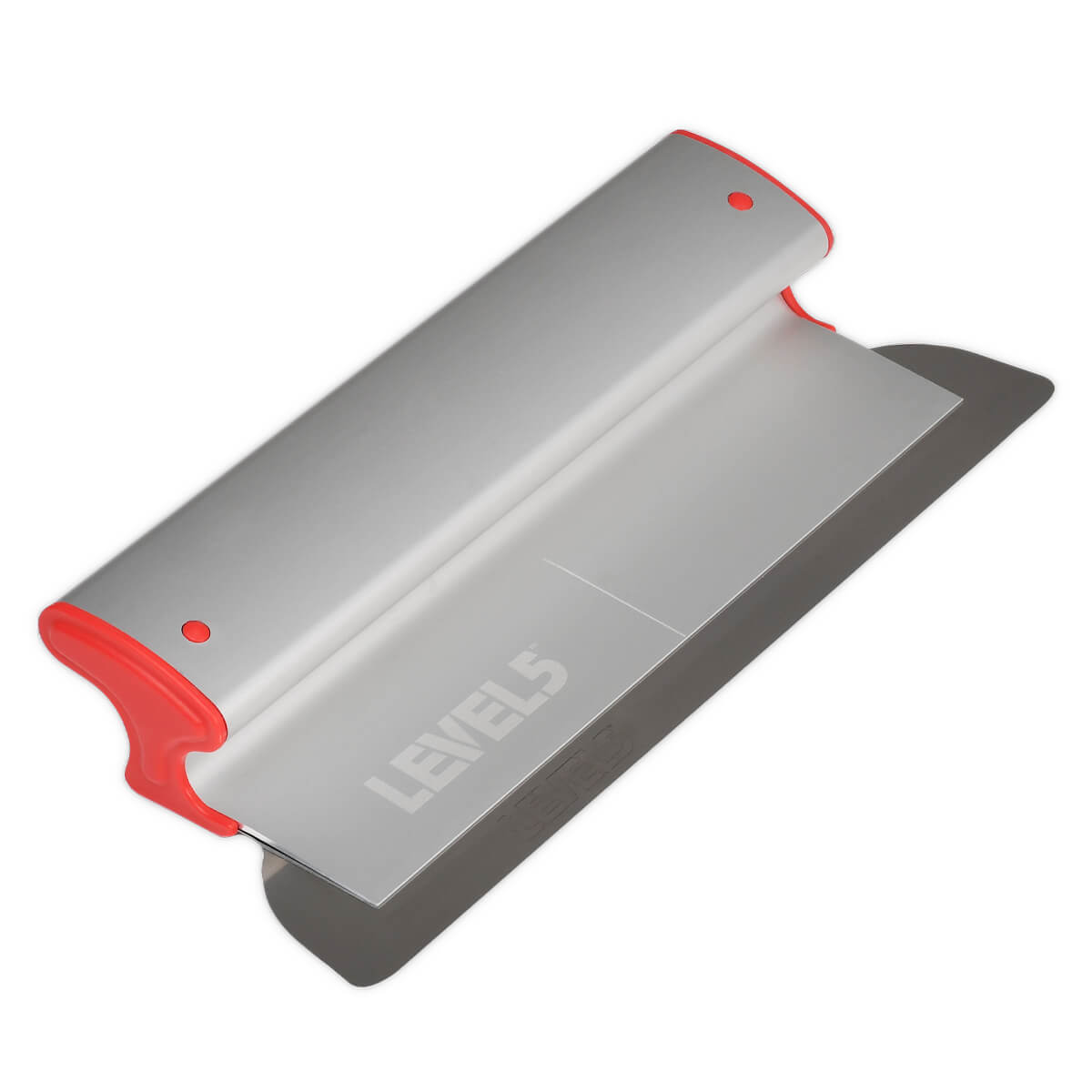 14-inch Level 5 Skimming Blade with a stainless steel blade, red composite end caps, and a grey plastic body