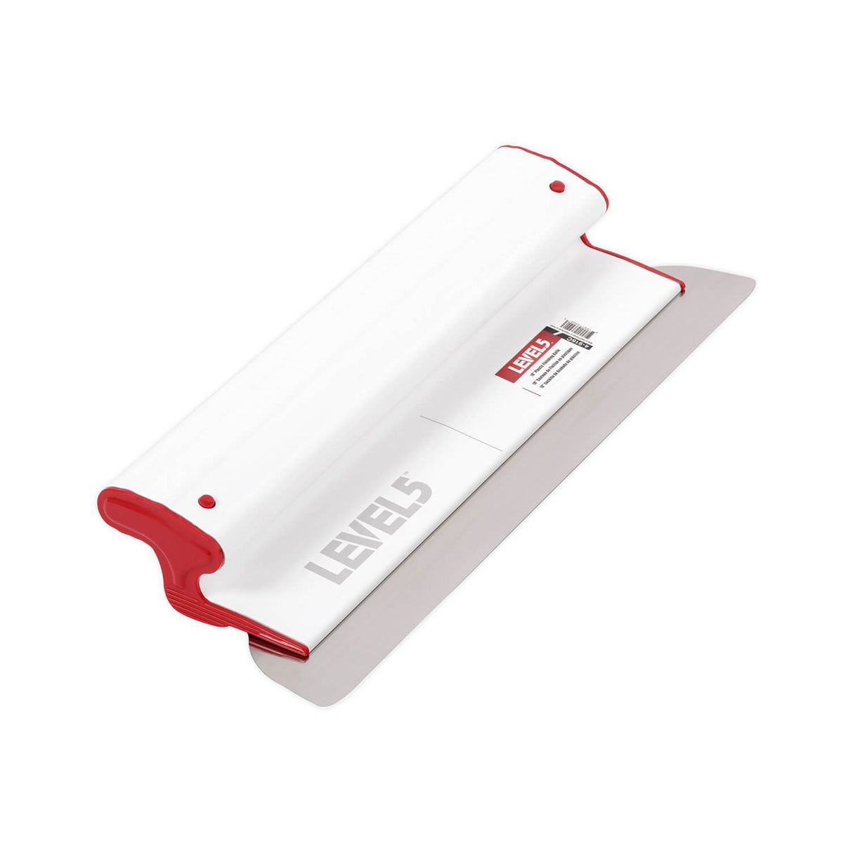 16-inch Level 5 Composite Skimming Blade with a stainless steel blade, red composite end caps, and a white plastic body