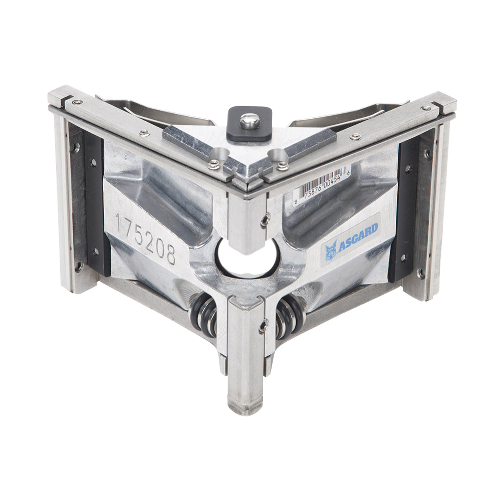 Asgard 3-inch angle head with stainless steel frame, patented positive ball retainer, and easy roll wheels, front view