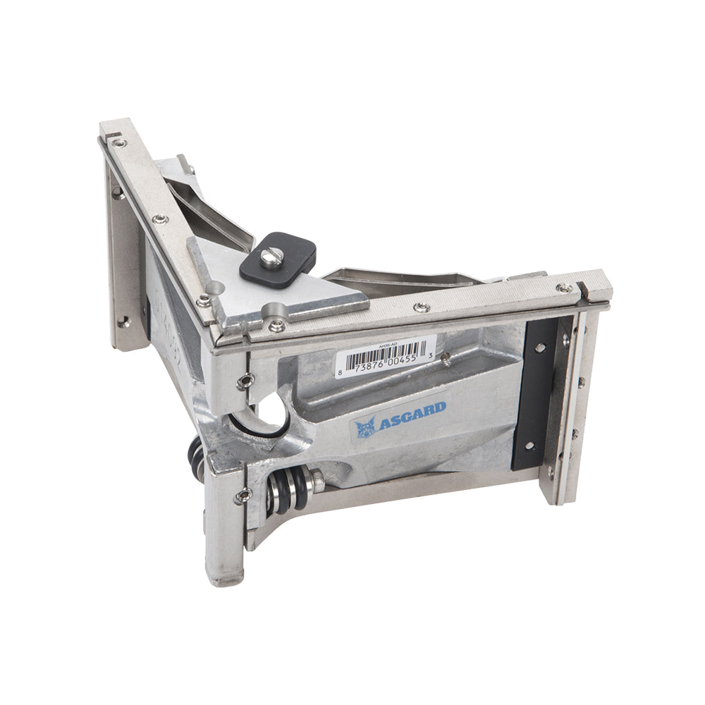 Asgard 3.5-inch angle head with stainless steel frame, patented positive ball retainer, and easy roll wheels, quarter view