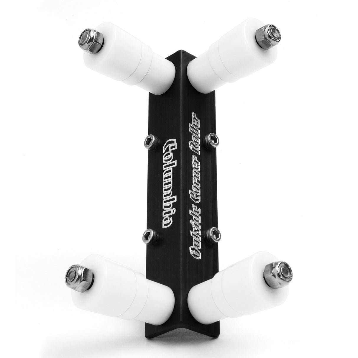 Columbia Outside Bead Bullnose Corner Roller with black body and 4 plastic wheels