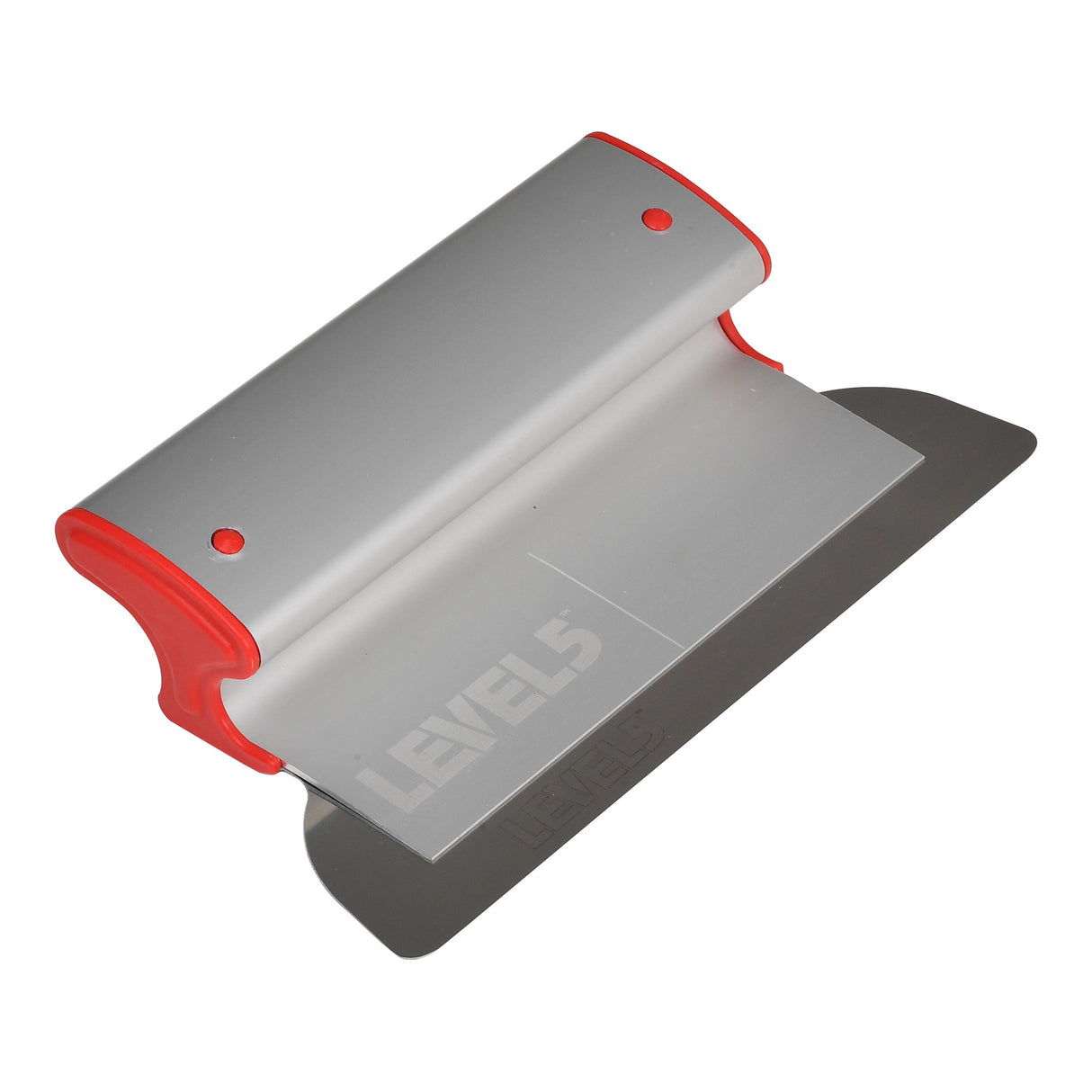 10-inch Level 5 Skimming Blade with a stainless steel blade, red composite end caps, and a grey plastic body