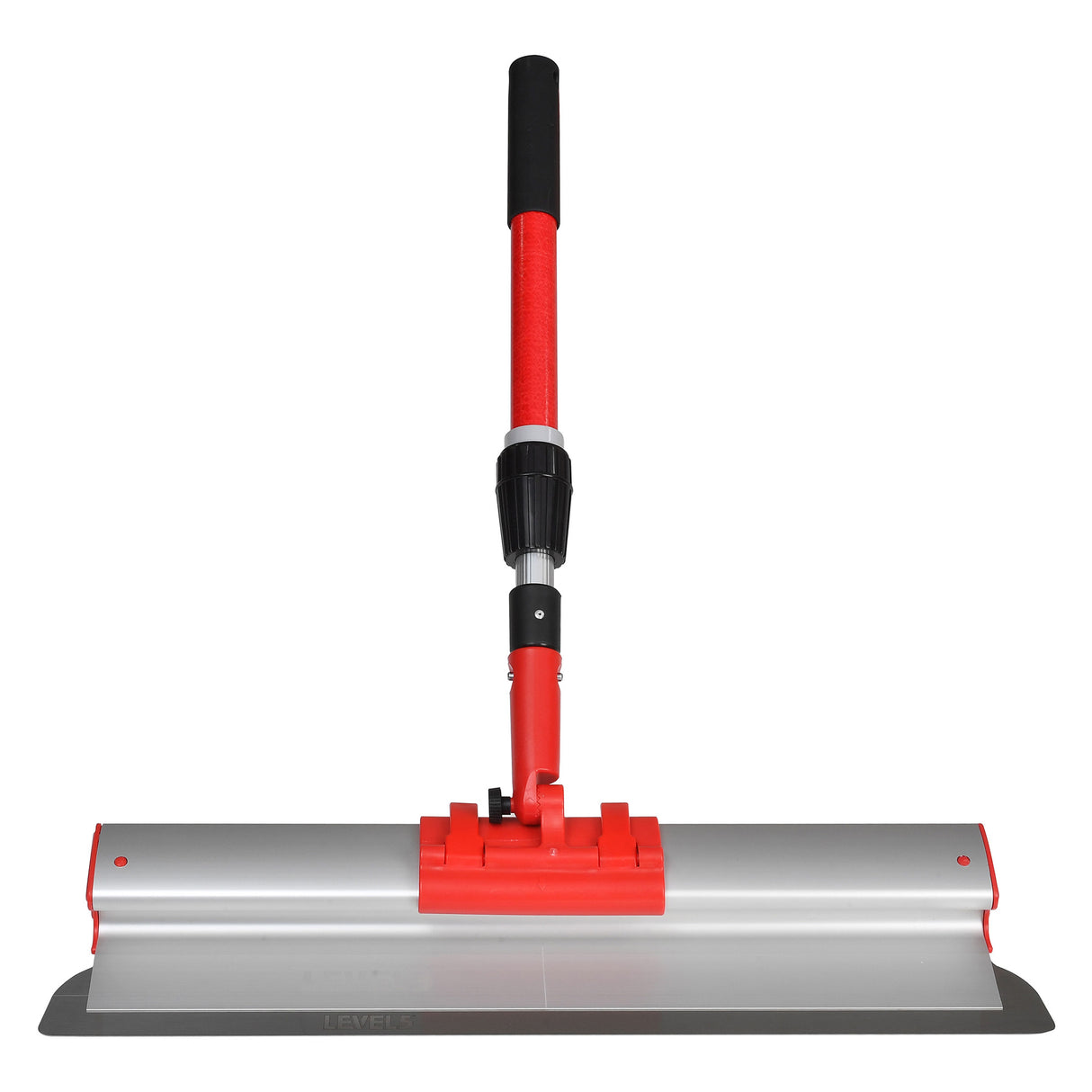 12-inch Level 5 Skimming Blade with a steel blade, red end caps, and a grey plastic body attached to a red extendable handle