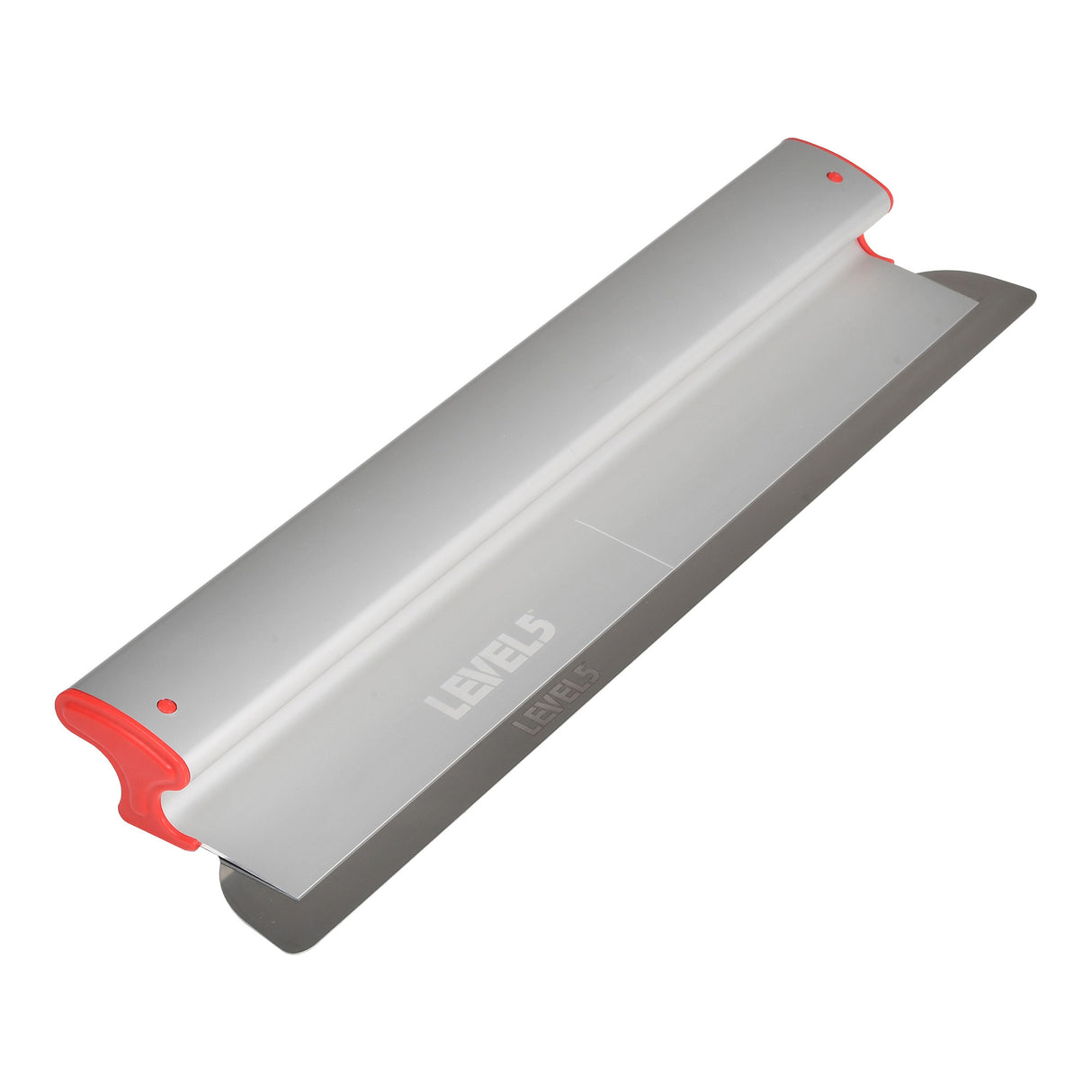 24-inch Level 5 Skimming Blade with a stainless steel blade, red composite end caps, and a grey plastic body