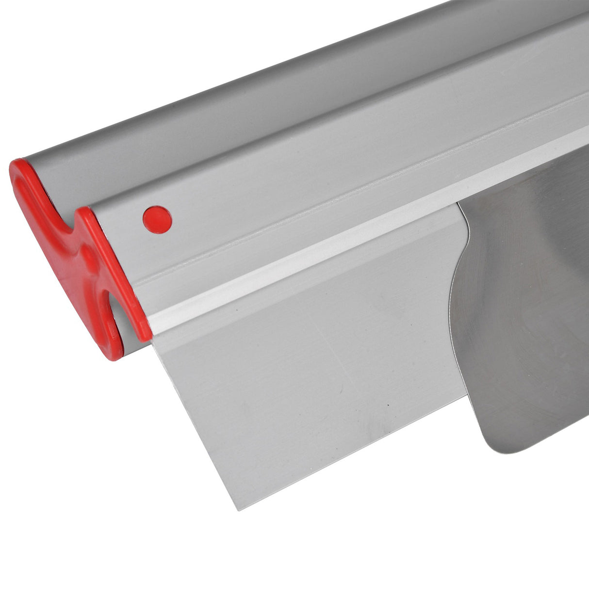 Close-up of grey Level 5 Skimming blade with red end cap and blade partially slid out