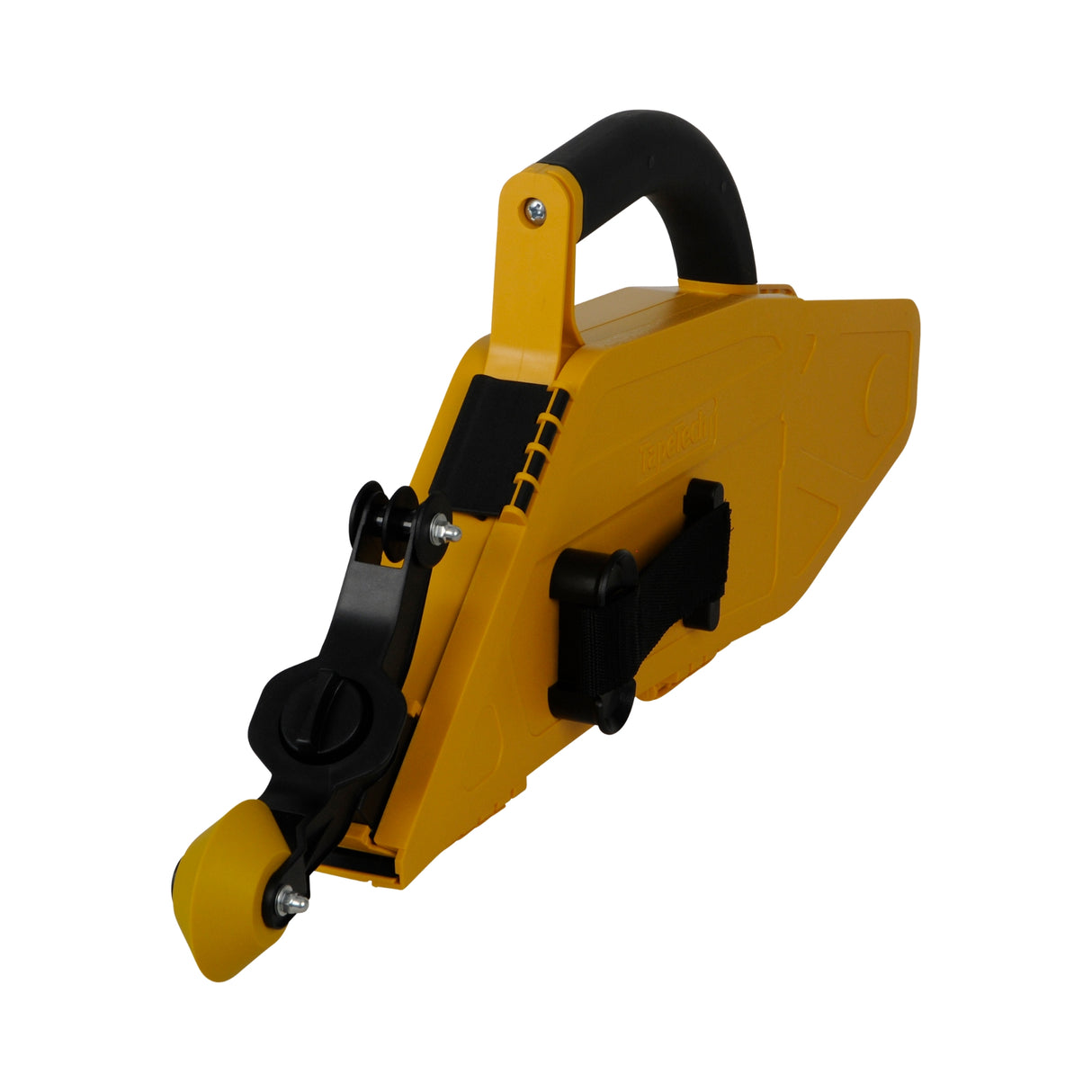 TapeTech Mud Dog Premium Taping Banjo with yellow ABS body, black handle and tape holder, and black creaser with yellow wheel