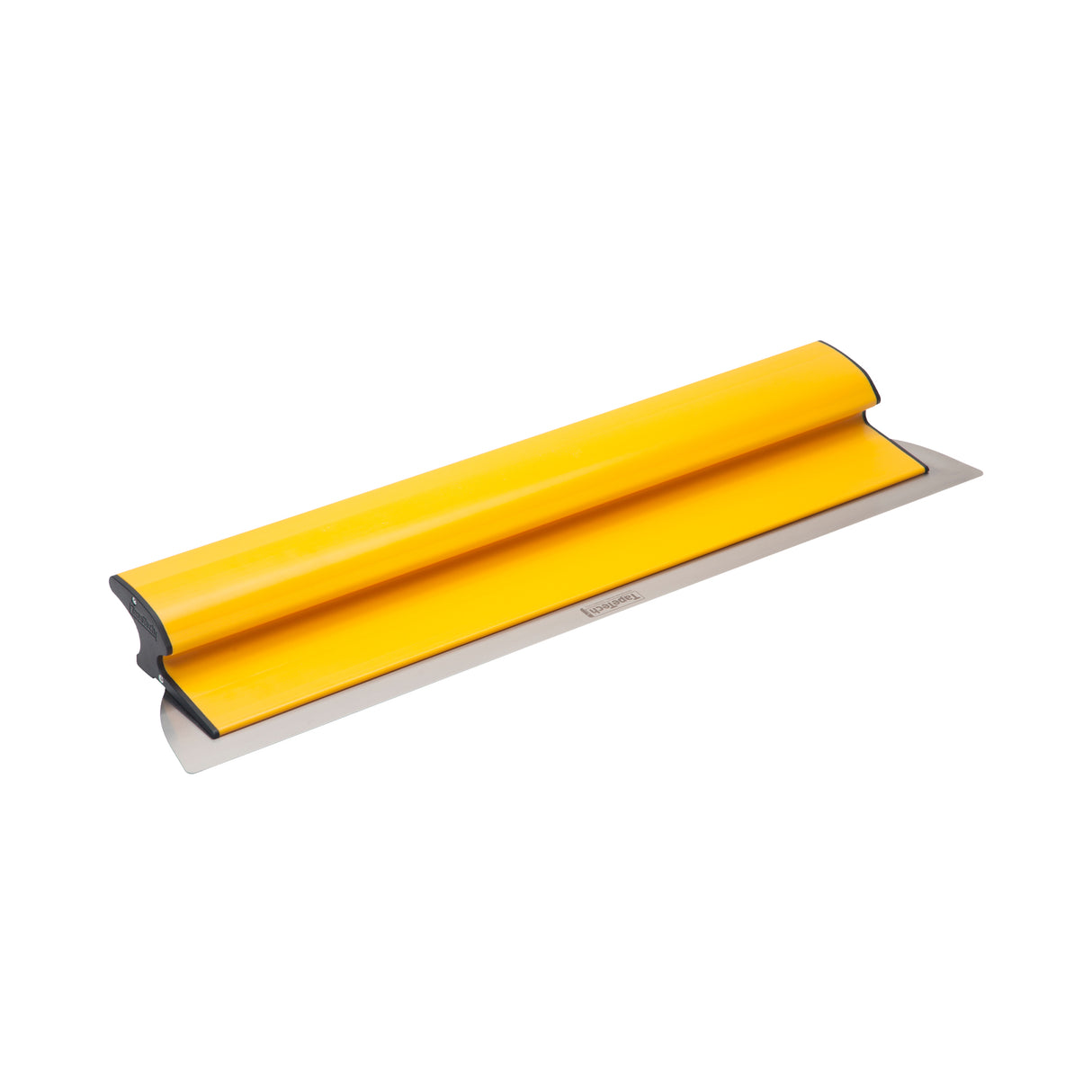 24-inch TapeTech Premium Finishing Knife with yellow composite frame, grey end caps, and stainless steel blade, quarter view