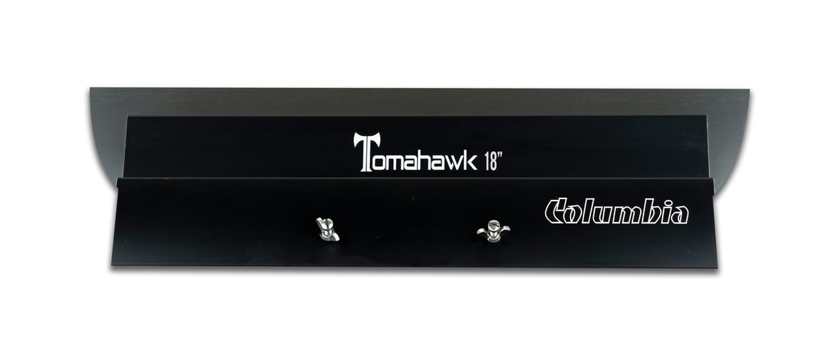 18-inch Columbia Tomahawk Smoothing Blade with a stainless steel blade featuring rounded edges and a black plastic body