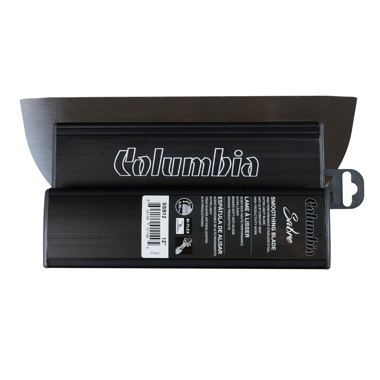 12-inch Columbia Sabre Smoothing Blade with stainless steel blade with rounded edges and black plastic body