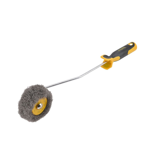2-inch TapeTech Premium Inside Corner Compound Roller with grey nap, yellow roller frame, and grey comfort handle