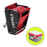 3-inch Level 5 Nail Spotter with red steel body, black side panels, white wheels, and a bonus carrying case