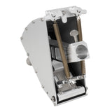 7-inch Columbia Throttle Box made from billet aluminum and steel components, featuring a threaded steel ball, springs, and black details, back view