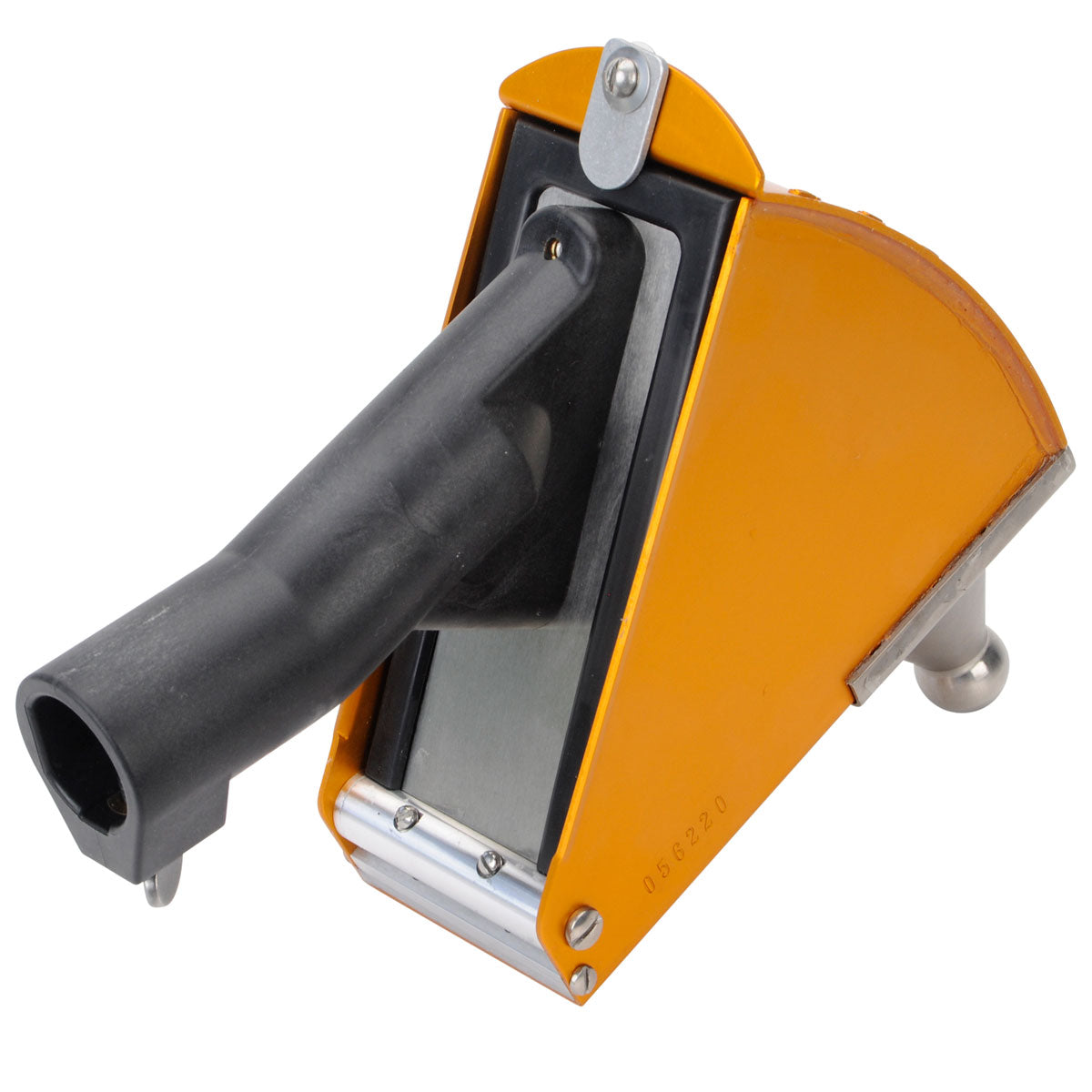 7-inch TapeTech Corner Applicator Box with gold finish, stainless steel cone, and black handle adapter, back view