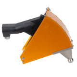 8-inch TapeTech Corner Applicator Box with gold finish, stainless steel cone, and black handle adapter, left side