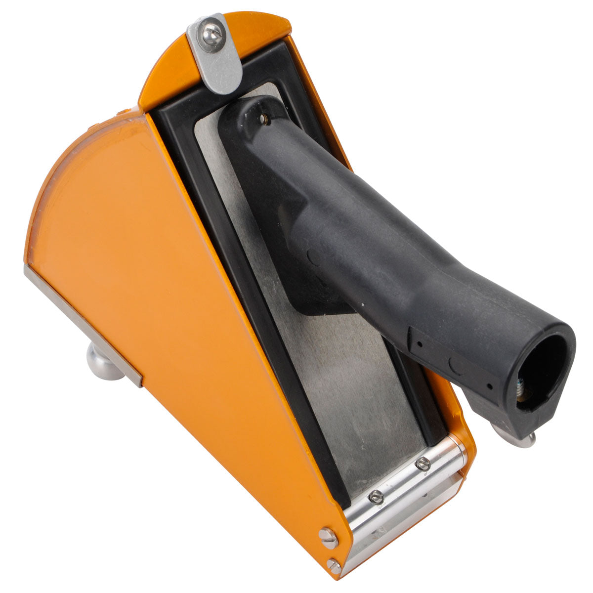 8-inch TapeTech Corner Applicator Box with gold finish, stainless steel cone, and black handle adapter, back view