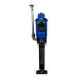 Columbia Cordless Loading Pump with a black foot bracket and stabilizer arm, aluminum body, and a blue power head attached