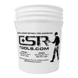 White 5-gallon CSR Tools bucket with steel wire handle and plastic grip