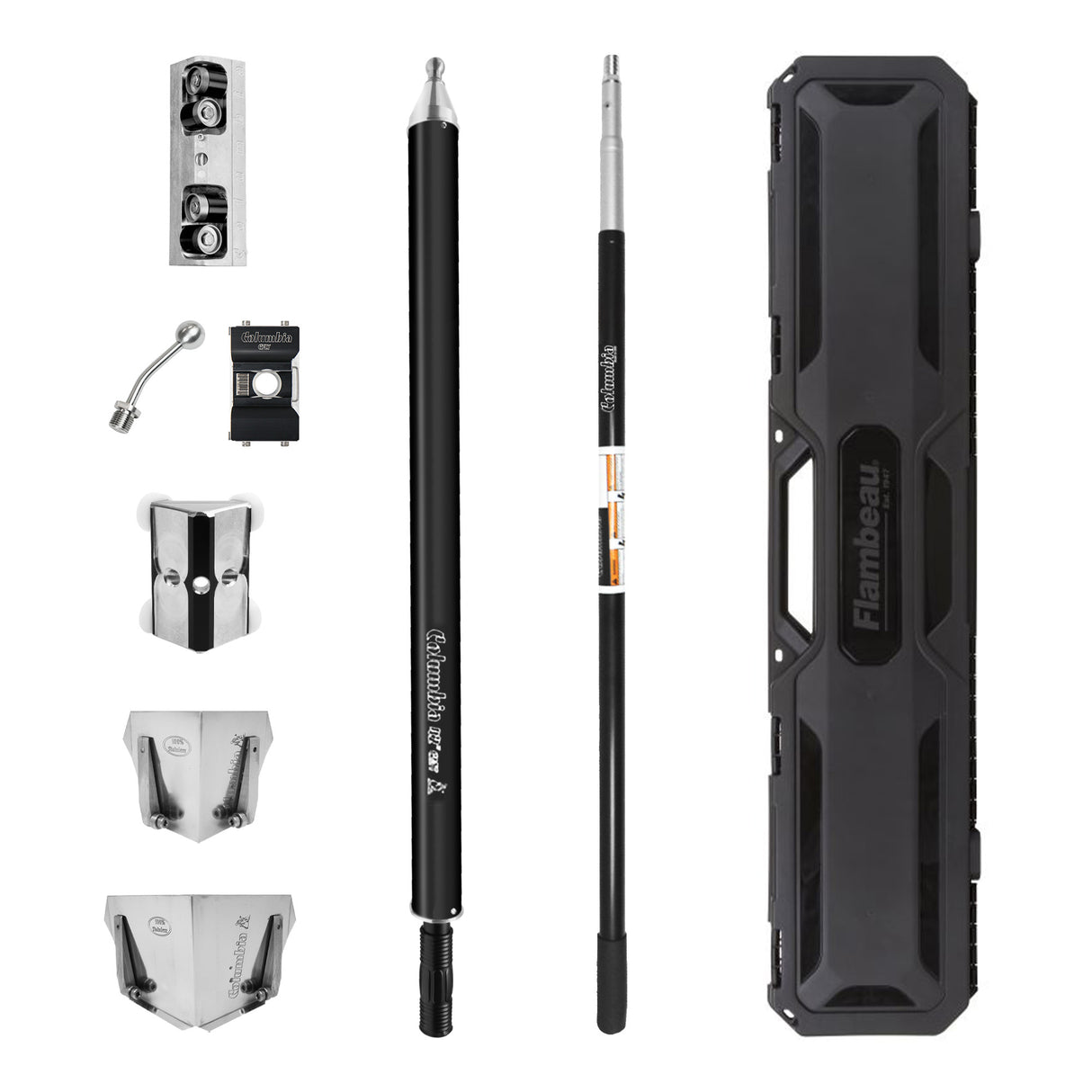 Columbia taping set with compound tube, twist and lock handle, angle heads, applicators, and carrying case