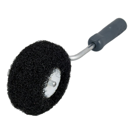 1.5-inch Columbia Corner Mud Roller with black polymide fibers, steel shank, and grey comfort handle with acme thread