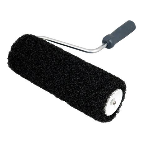 9-inch Columbia Corner Mud Roller with black polymide fibers, steel shank, and grey comfort handle with acme thread