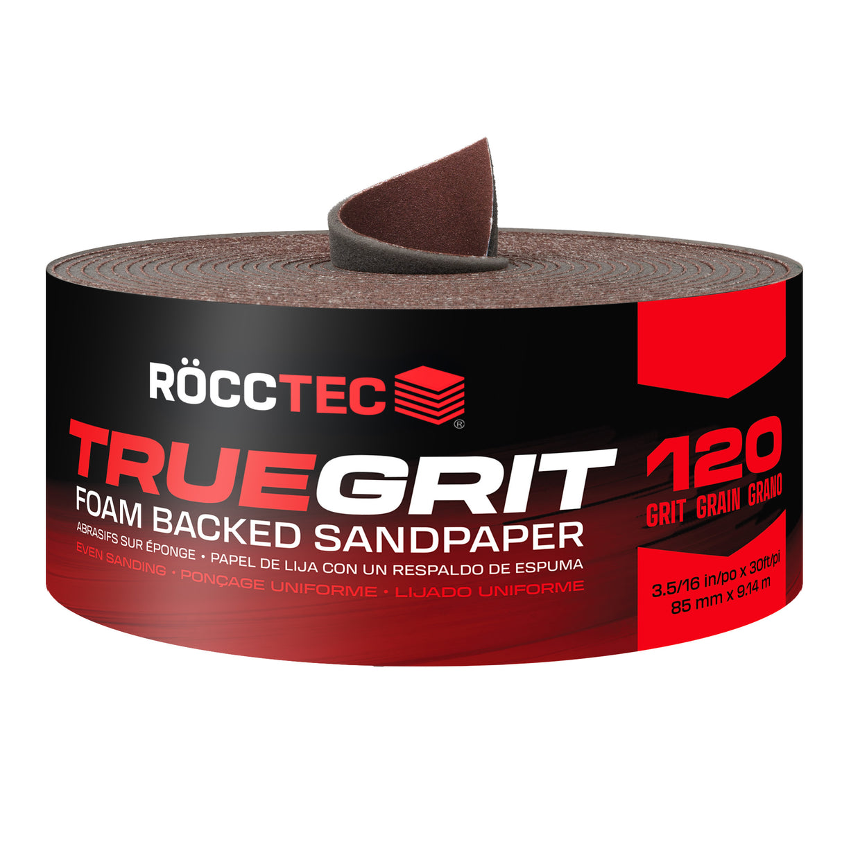 RoccTec 3-5/16" x 30' Sponge Back Sandpaper