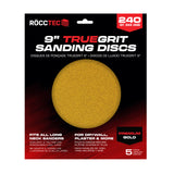 RoccTec 9" Round Premium Grade Gold Prosand Drywall Sanding Discs (5 Pack)