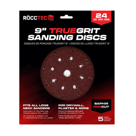 RoccTec 9" Round Saphir Red Procut Drywall Sanding Discs for Festool (5 Pack)