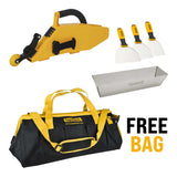 TapeTech semi automatic taping set including a taping banjo, 3 joint knives, mud pan, and free tool bag