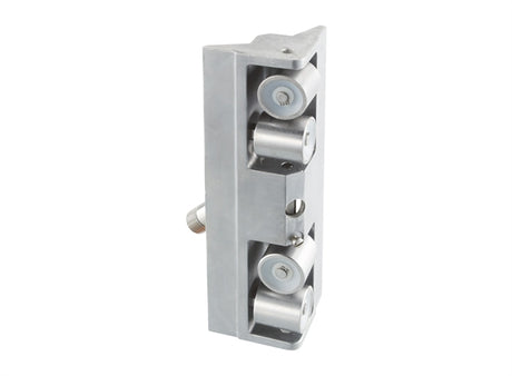 TapeTech 15TTE Inside Corner Roller with grey body, stainless steel wheels, and threaded handle, quarter view