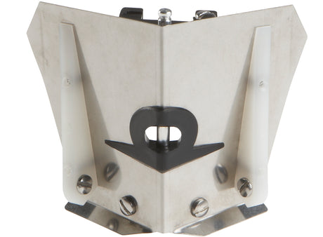 2.5-inch TapeTech Corner Flusher with stainless steel body and white plastic skids, front view