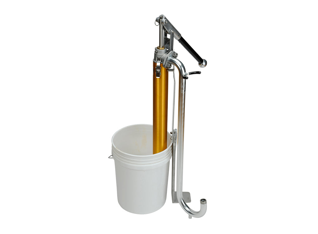 TapeTech 76XLTT Extra Long EasyClean Loading Pump inside a standard sized white bucket, side view
