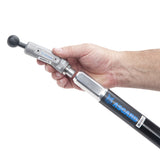 Hand attaching a grey Asgard Angle Head Adaptor with black ball bearing to black Asgard extension pole