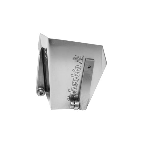 2.5-inch Columbia Standard Flusher made from aluminum with steel components and wheels, quarter view