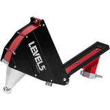 Opened 7-inch Level 5 Corner Applicator with red and black aluminum housing and a steel cone