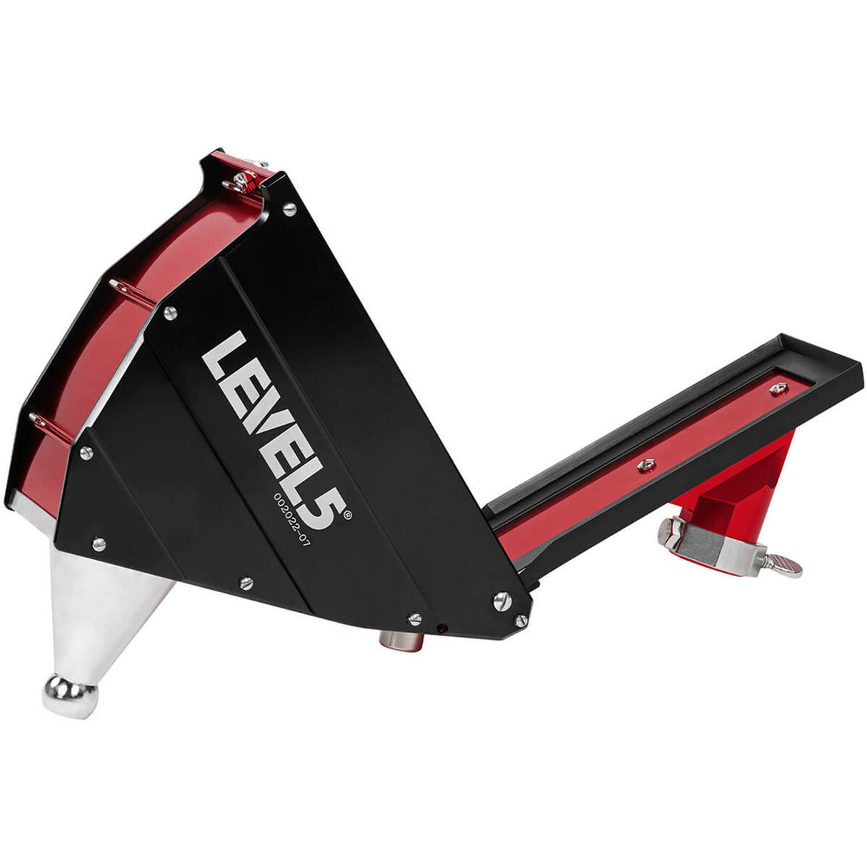 Opened 7-inch Level 5 Corner Applicator with red and black aluminum housing and a steel cone
