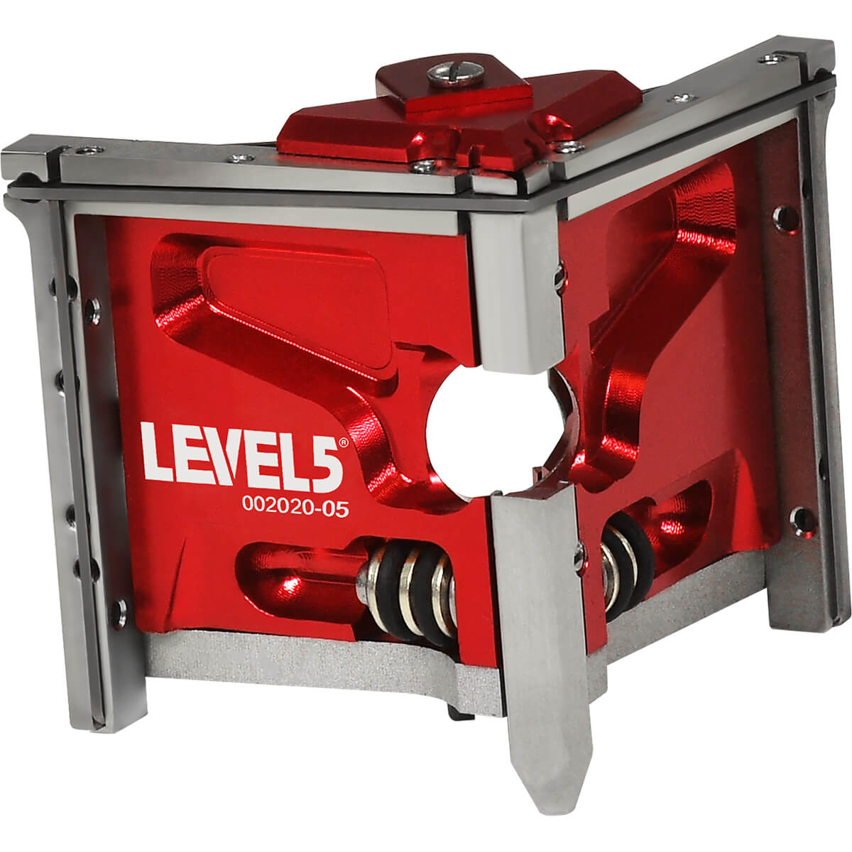 2.5-inch Level 5 Corner Finisher with red-cast aluminum body, stainless steel frame, and carbon steel blades