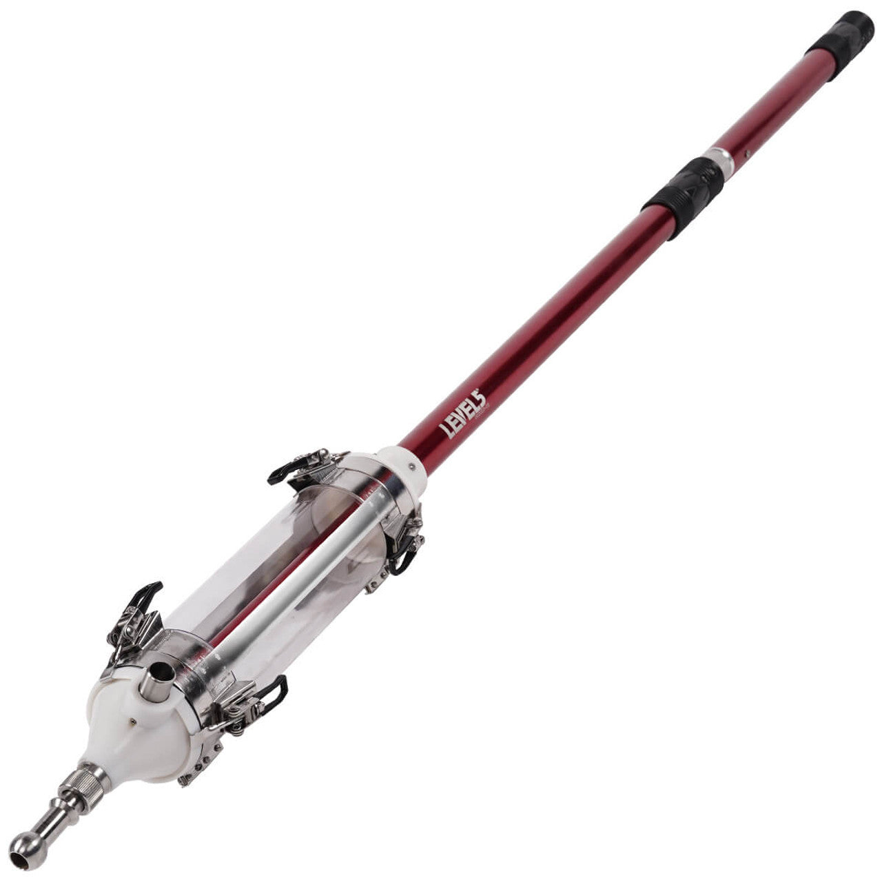 Level 5 MiniShot and Handle Extension with gas-assisted compound tube, red body, and black grip
