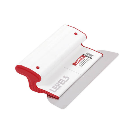 10-inch Level 5 Composite Skimming Blade with a stainless steel blade, red composite end caps, and a white plastic body