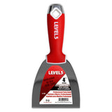 4-inch Level 5 Carbon Steel Joint Knife with carbon steel blade, red soft-grip handle, metal hammer end, and hang hole