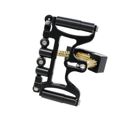 Black Columbia Corner Cobra made from billet aluminum and steel components with a black finish, side view