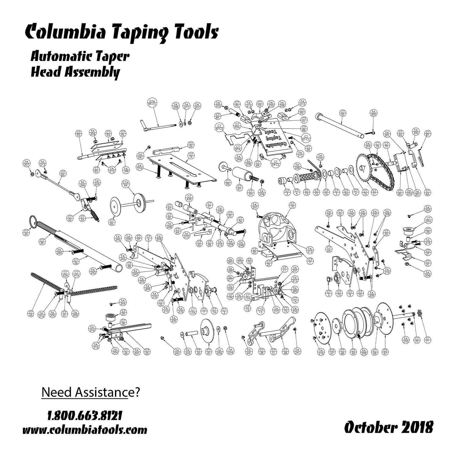 Columbia Automatic Taper Head Repair Parts