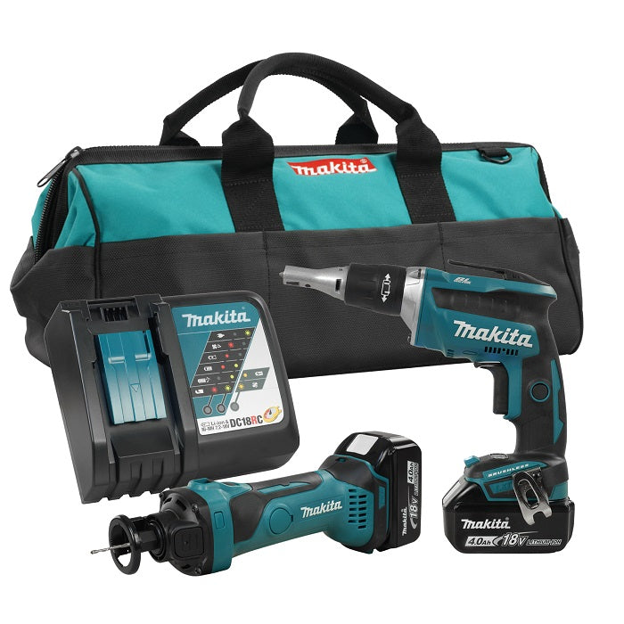 Makita DLX2089M 18V (4.0 Ah) LXT Professional Drywall Kit